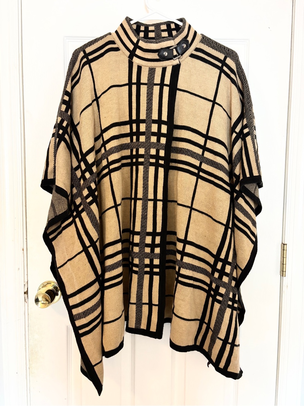 Chico's Knit Cape Poncho with Buckle Neck